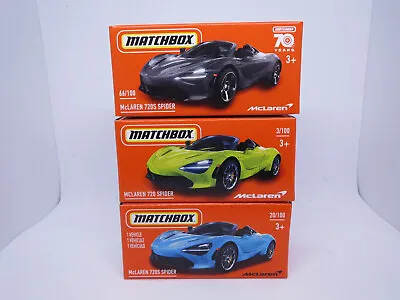 Matchbox Cars McLaren 720S Spider 3 To Choose From NEW Power Grab Heritage Box • $17.95