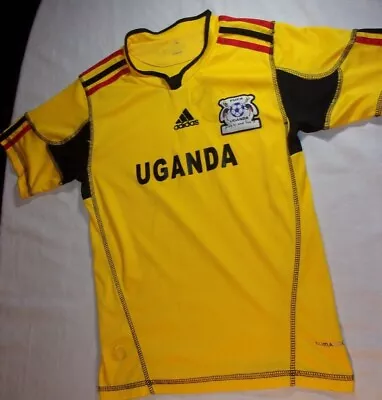 Adidas Uganda Home Soccer Jersey Yellow Size Youth 30  Chest Sv 07 • $17.99