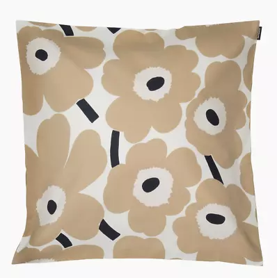 Marimekko Beige Pieni Unikko Pillow Case Cushion Cover 20x20  Finland • $55