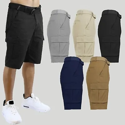 Mens Stretch Cargo Shorts & Stretch Classic Chino Shorts Flat Front Lounge 30-42 • $14.97