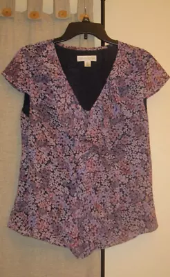 14 XL Large Top Blouse Ruffle Vintage Lined Black Sheer Floral Casual Corner • $21