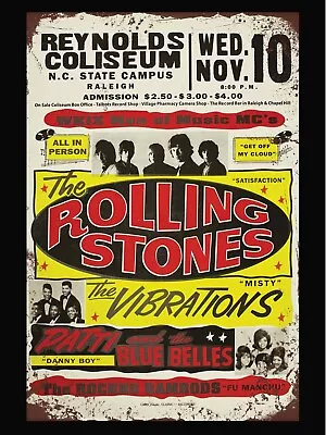 Rolling Stones  NC State Vintage Concert Poster Music 18 X24   Free Shipping • $9.97