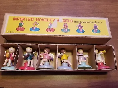 Vintage Christmas Box Of 6 Miniature Wooden Angels Original Box • $24.99