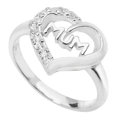 Sterling Silver Mum Heart Ring Hallmarked • £26.10