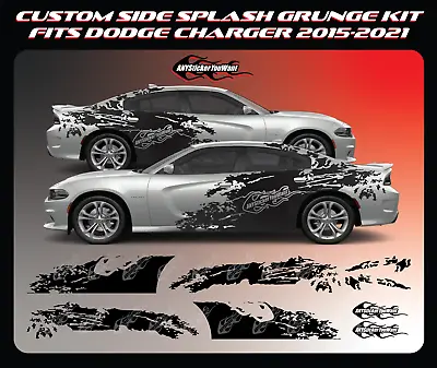 Custom Side Splash Grunge Vinyl Decal Stripe Kit Fits Dodge Charger 2015-2021 • $299.99