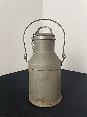 Antique Vintage Metal Milk Cream Can Pail W/ Lid Handle And Chain • $79.99