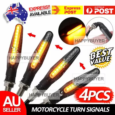 $12.95 • Buy 4X Motorcycle Turn Signal Tail Light Indicators LED Motorbike Water Light Amber