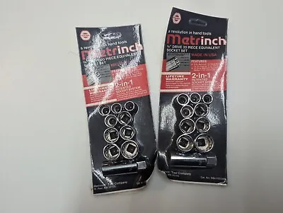 LOT OF 2 Vintage NOS Original Metrinch USA 10pc 3/8  Drive 12 Point Socket Set • $38