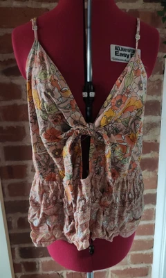 £1.99 • Buy New George Floral Printed Ladies Summer Front Tie Strappy Top Size 24