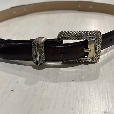 Brighton Vintage Brown Women’s Belt Studded W/ Silver Tone Size M 45909 • $12.98