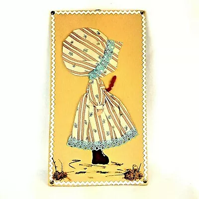 Vintage Handcrafted Wall Art Picture Prairie Cottage Girl Lady  • $4.99