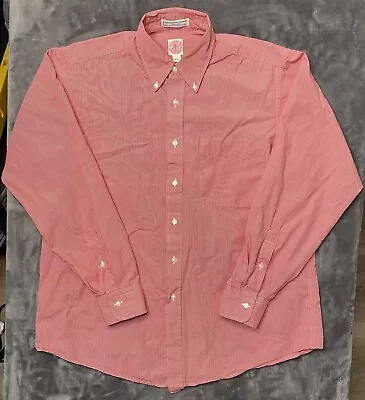 Vintage J Press Button Down Shirt Men's 16 35 Red Checkered Oxford Pocket USA • $64.99