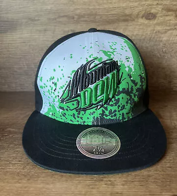 Mountain Dew Hat Cap Fitted One Size 7.25” Black Soda Pop PepsiCo Retro Logo • $13