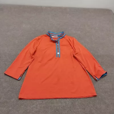 Gretchen Scott Womens Medium Orange 3/4 Sleeve Mandarin Collar Shirt Top • $24.88