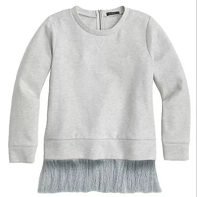 J. Crew Light Gray Crewneck Fringe Hem Sweatshirt XXS • $25