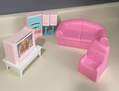 Vintage 1994 Barbie Dream House Furniture Includes TV StereoChair Sofa Table • $24.99