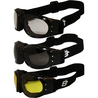 3 Pair Padded Motorcycle Goggles Anti Fog Lens Clear Smoke Yellow By BIRDZ  • $35.99