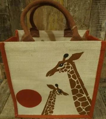 £9.95 • Buy JUTE SHOPPING BAG AFRICAN GIRAFFE DESIGN ECO AND FAIR TRADE STORAGE 30x30x20 CM