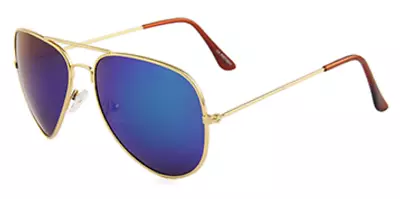 Retro Classic Aviator Golden Metal Frame/Blue Lens 80s Pilot Sunnies Sunglasses • $14.95