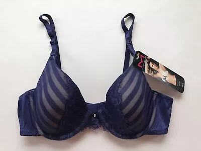 NWT Maidenform One Fabulous Fit Demi Striped Bra 09415  Blue  36A • $19.99