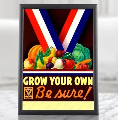 WWII Victory Garden Poster - Grow Your Own Be Sure! US WW2 Rationing Vintage • $12.95