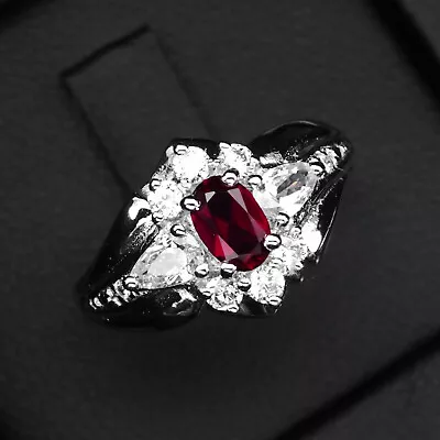 Gorgeous Vivid Red Rubellite Tourmaline Oval 925 Sterling Silver Handmade Rings • $14.99