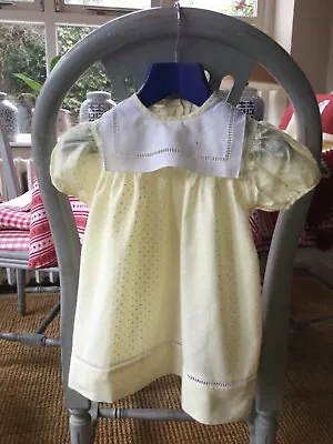 Yellow Spotty Sailor Vintage Girls Baby Dress Age 80 Cm Easter • £10