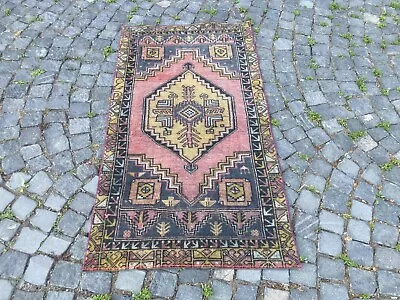 Boho Decor Rug Oushak Kilim Rug Turkish Vintage Rug Handmade Rug 2.8 X5.1 Ft • $322.71