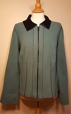 Maralyce Ferree Scarborough Maine Reversible Green Black Fleece Jacket Size S XS • $22