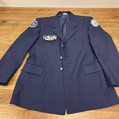 Vtg Air Force Junior ROTC Size 44R  Navy Blue Poly/Wool Blend Blazer Jacket • $86.40