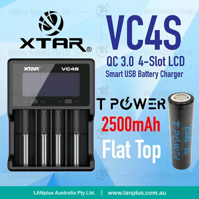 Xtar VC4S 4-Slot Smart USB LCD Lithium Battery Charger Tpower 2500mah Flat Top • $15.99