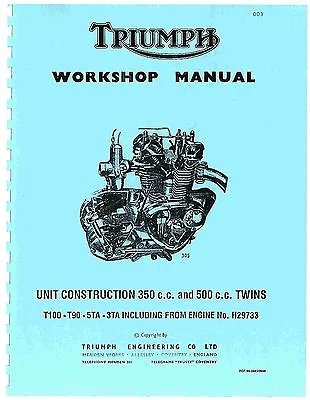 Triumph Workshop Service Repair Manual Book 1969 Tiger 90 T90 • $18.50