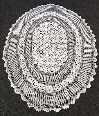 ***Clearance*** 68x86  Oval White 100% Cotton Handmade Crochet Lace Tablecloths • $43