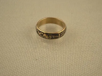Rare Antique Victorian 18k Gold Enamel Skeletal Memento Mori Ring Band • $1960