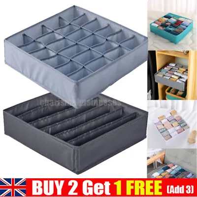 Foldable Underwear Socks Bra Drawer Organisers Storage Box Fabric Drawer Divider • £7.70