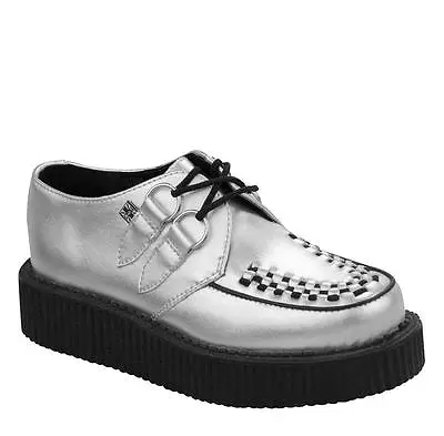 £77.82 • Buy T. U.K A8523 Silver Leather Round Toe Low Sole Creeper