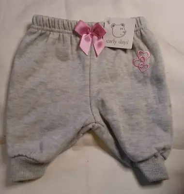 Early Days New Born Baby Girls Grey Jogging Bottoms Trousers • £4