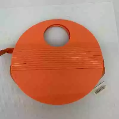 Retro Mod 1960s Radiant Bright Orange Circlular Plastic Purse Handbag • $20