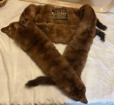 Kessler Furrier 4 Brown Mink Pelts Heads Feet Tails Collar Shoulder Wrap Stole • $39.95