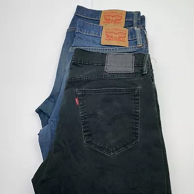 Lot Of 3 Levi's 541 Athletic Taper Fit Blue/Black Jeans Men's Size 34x30 • $38.99