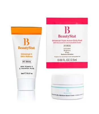 BeautyStat Moisture Boost Cream .3 Universal C Skin Refiner Daily Peel 3-Pc Set • $16.99