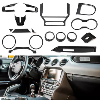 17PCS Carbon Fiber Center Console Dash Gear Shift Trim Kit For Ford Mustang 15+ • $149.99