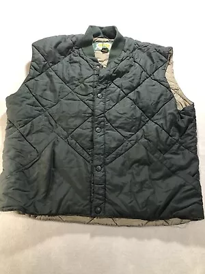 Cabelas Vest Mens XL Green Quilted Snap Button Pockets 3M Thinsulate Lining • $27.95