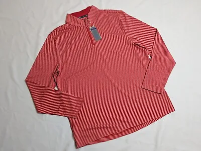 NWT Southern Tide Men 1/4 Zip Performance Pullover Size L Varsity Red Striped • $44.99