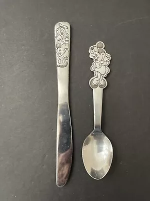 Vtg Disney Minnie Mouse Donald Duck Stainless Spoon Knife By Bonny • $42.99