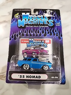 Muscle Machines #01-78 Blue 55 Chevy Nomad 1955 Chevrolet 1:64 Diecast B1 Nos • $9.99