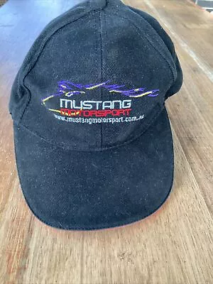 Mustang Motorsports Logo Black Embroidered Cap Hat One Size Fits All Free Post • $25