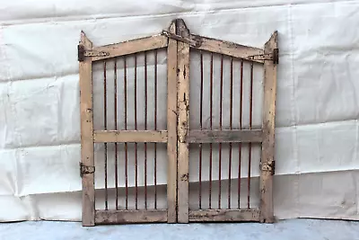 Vintage Iron Grill Wooden Dog Gate Antique Fatak Small Gate Home Wall Deco BX-74 • $679