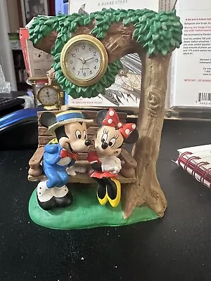 Disney's Mickey & Minnie On Bench Park Clock 4.5  Statue Figurine  • $17.15