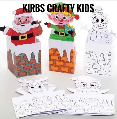 Make Your Own Christmas Chimney 3d Colour In Pop Up Cards - 3 Cards - Kids Fun • £2.25